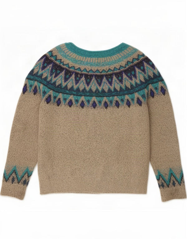 Weird Fish Suéter con Cuello Barco para Mujer UK 8 Small Beige Fair Isle