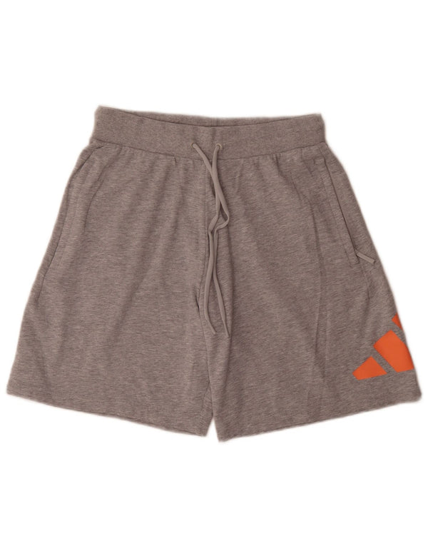 Adidas Pantalones cortos deportivos de ajuste relajado con gráficos para mujer, Reino Unido 14, algodón gris medio