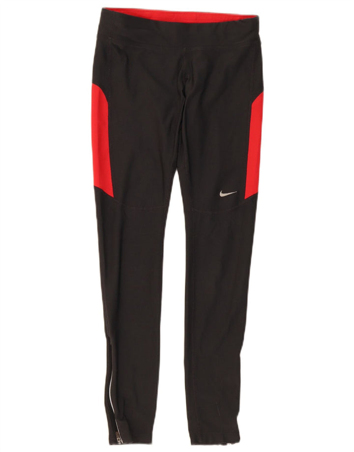 NIKE Womens Dri Fit Leggings UK 6 XS  Grey Colourblock Polyester