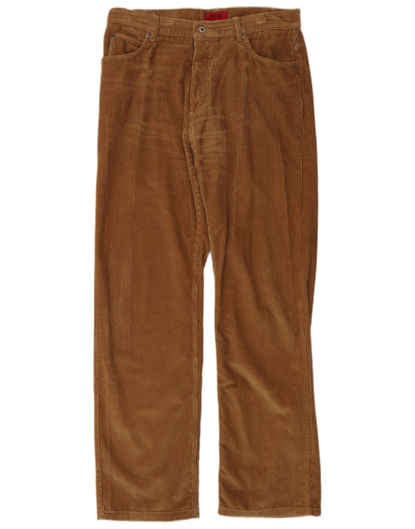 Hugo Boss Hombre Pantalones rectos de pana W34 L34 Algodón marrón