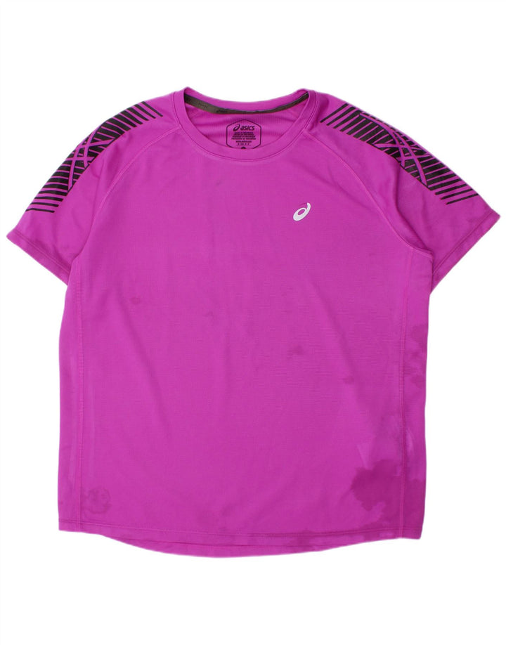 Asics Camiseta para niño Top 10-11 años Small Morado Rayas Poliéster