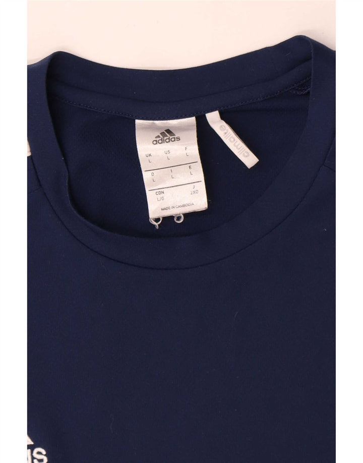 Adidas Hombre Climalite Camiseta Top Grande Azul Marino Colorblock Poliéster