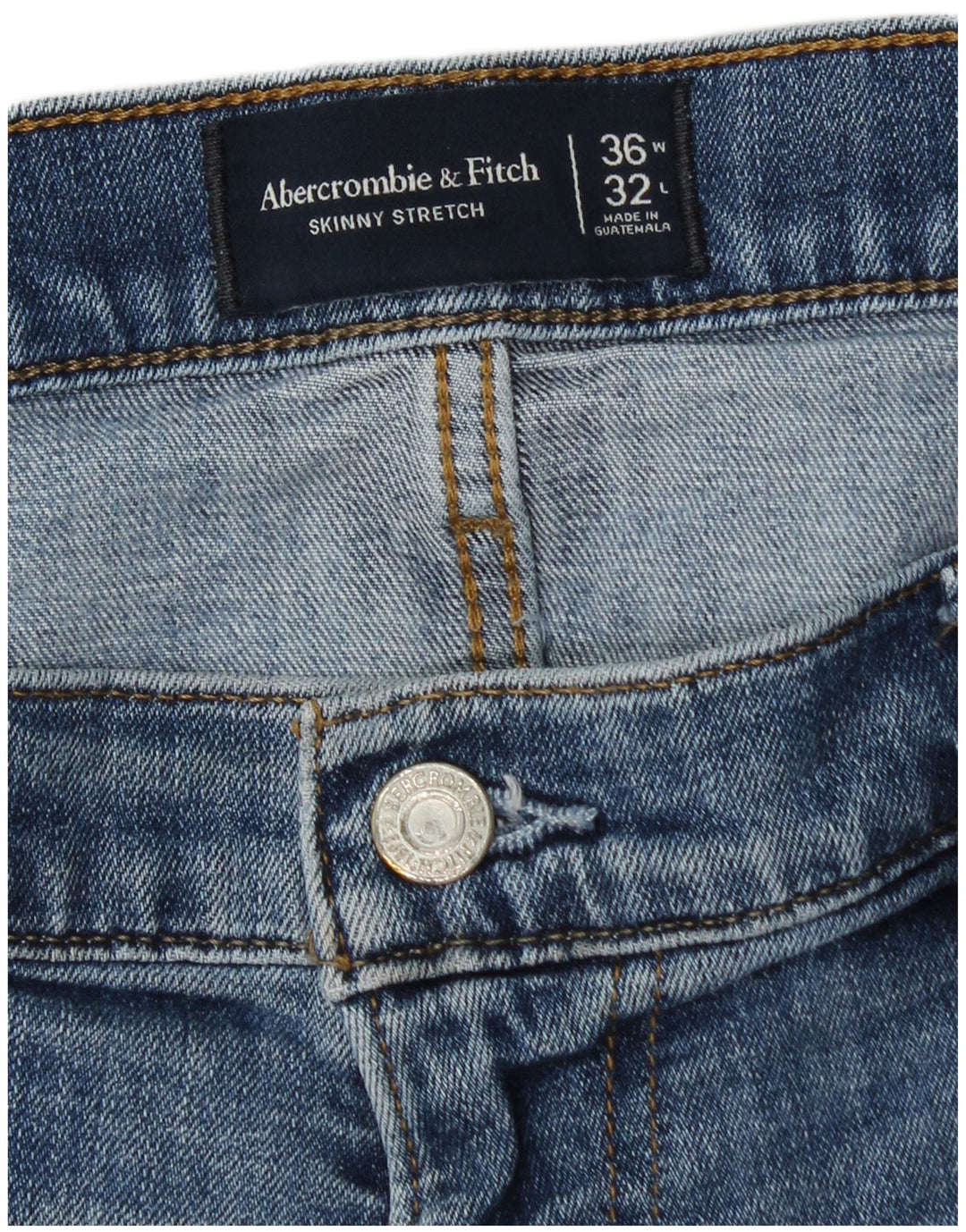 ABERCROMBIE & FITCH Vaqueros pitillo elásticos para hombre W36 L32 Algodón azul