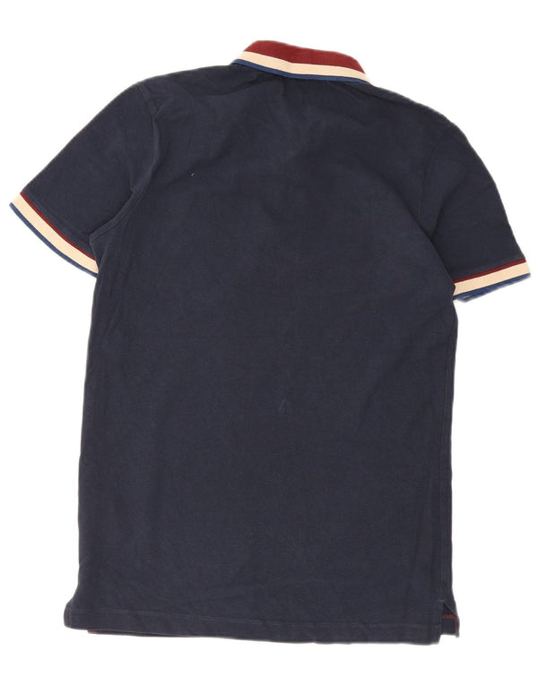 Jack & Jones Polo para hombre de algodón con bloques de color azul marino pequeño