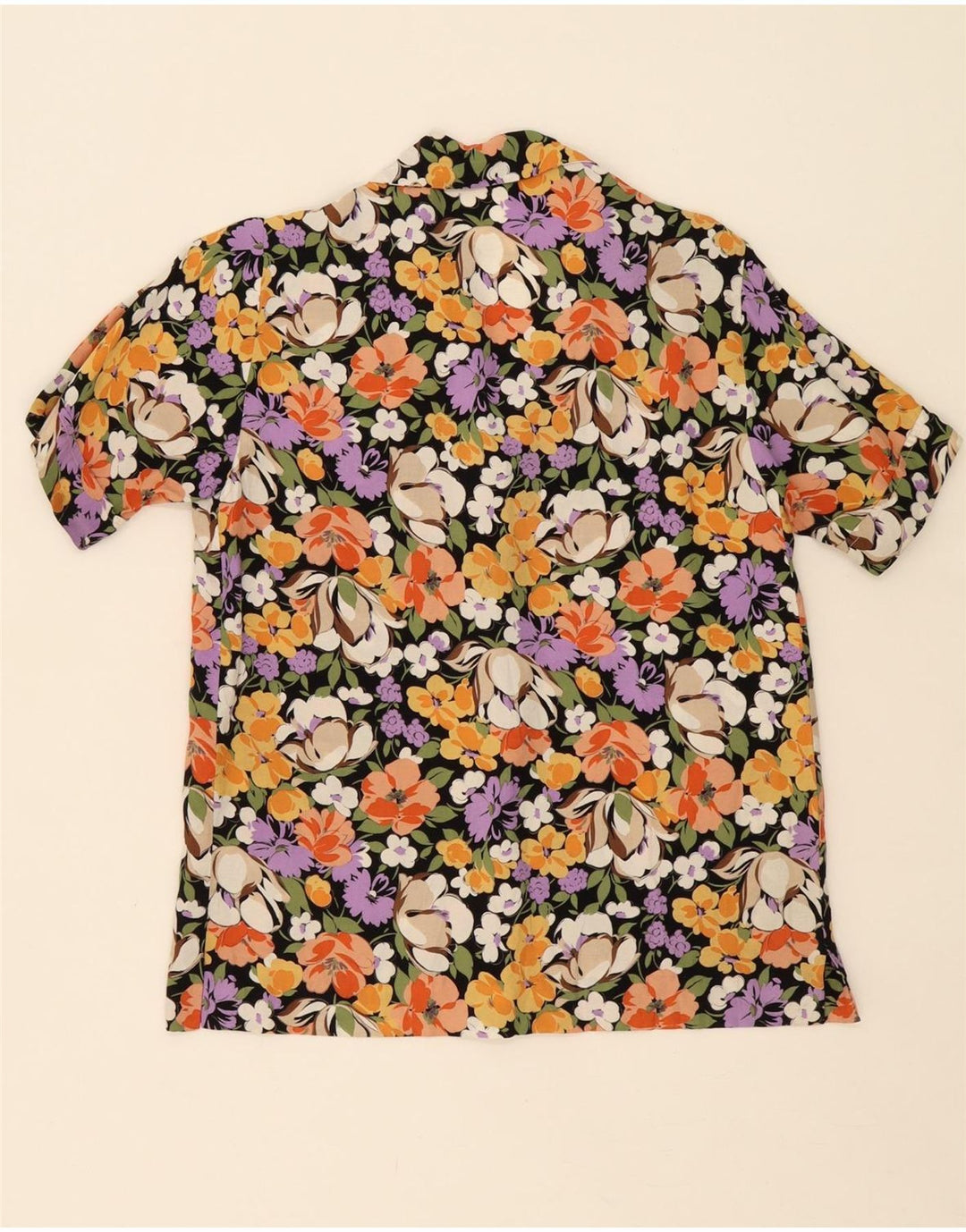 VINTAGE Womens Short Sleeve Shirt UK 14 Medium Multicoloured Floral Vintage Vintage and Second-Hand Vintage from Messina Hembry 