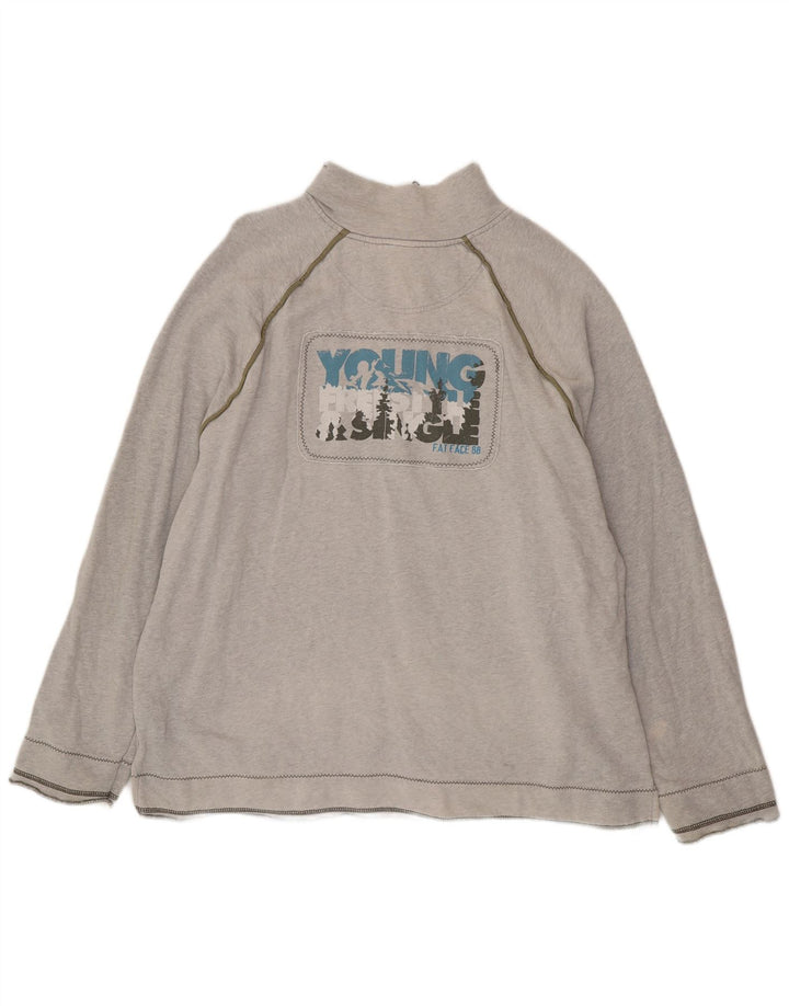 FAT FACE Sudadera con gráfico y cuello con cremallera para hombre Jersey XL Gris Algodón