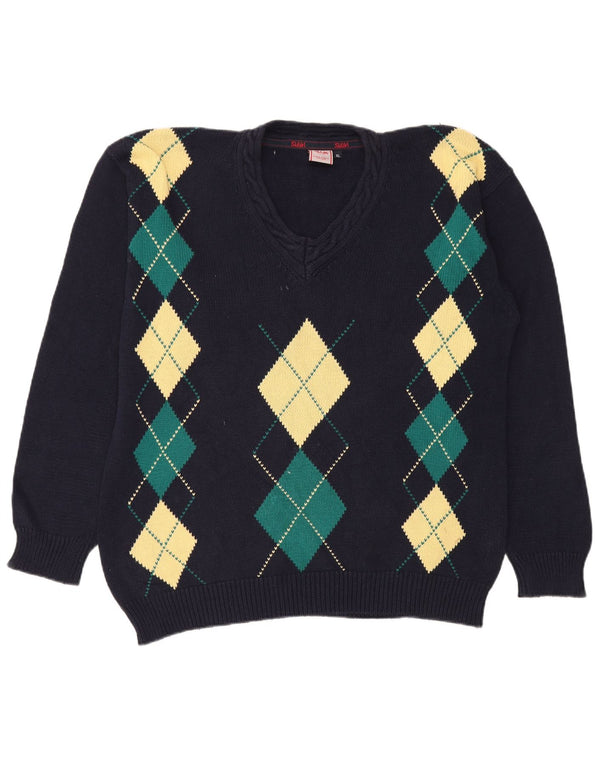 Slam Jersey con Cuello en V para Hombre XL Azul Marino Argyle/Diamond Cotton