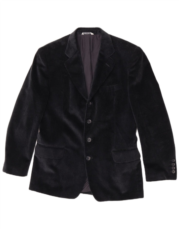 Chaqueta RETRO de terciopelo con 4 botones para hombre IT 48 Algodón azul marino mediano