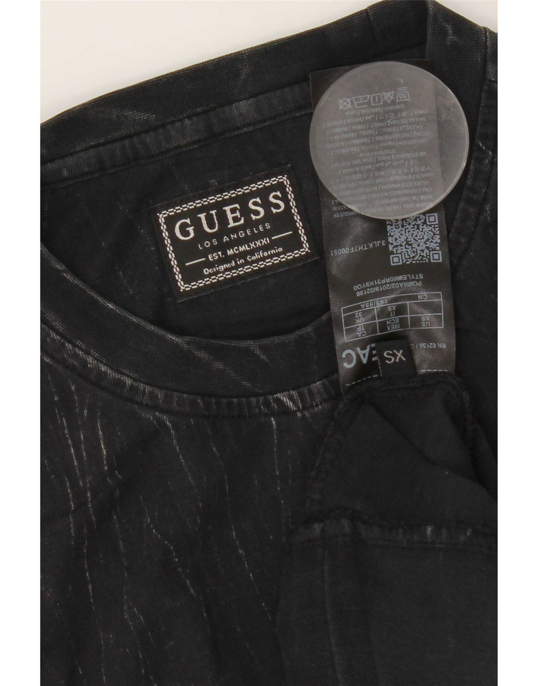 Guess Hombre Camiseta Manga Larga XS Algodón Negro