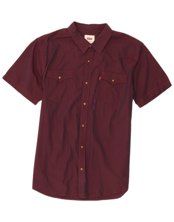 Levi's Hombre Camisa De Manga Corta Grande Granate Algodón
