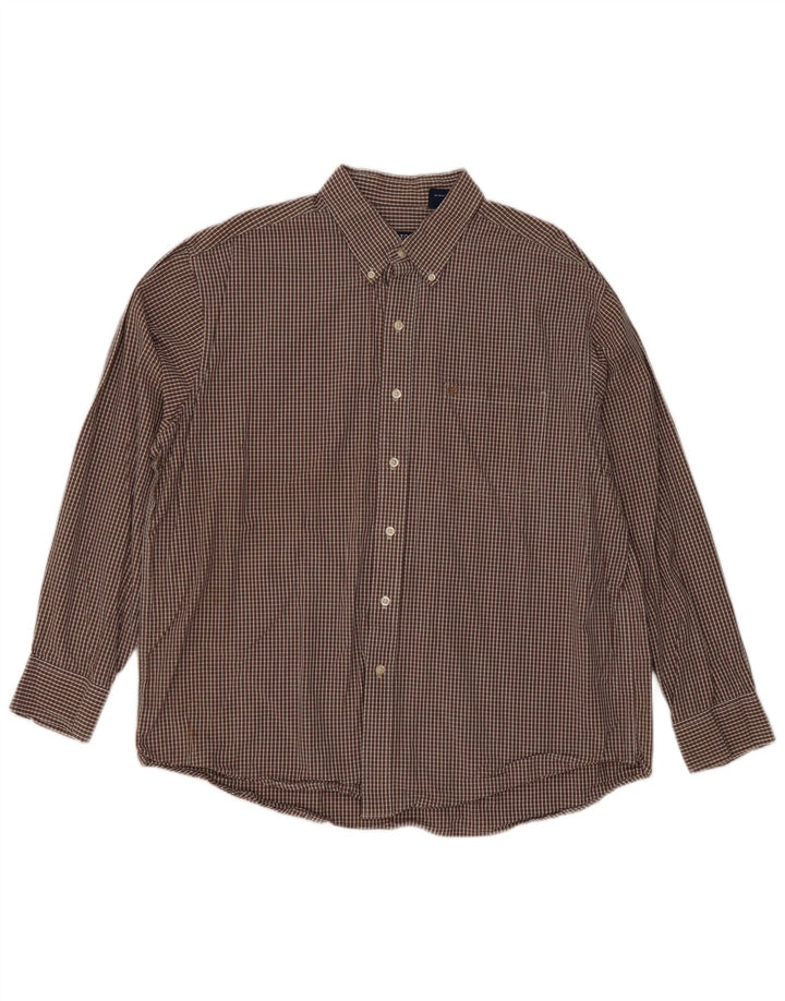Camisa Izod Hombre XL Marrón Cuadros Algodón