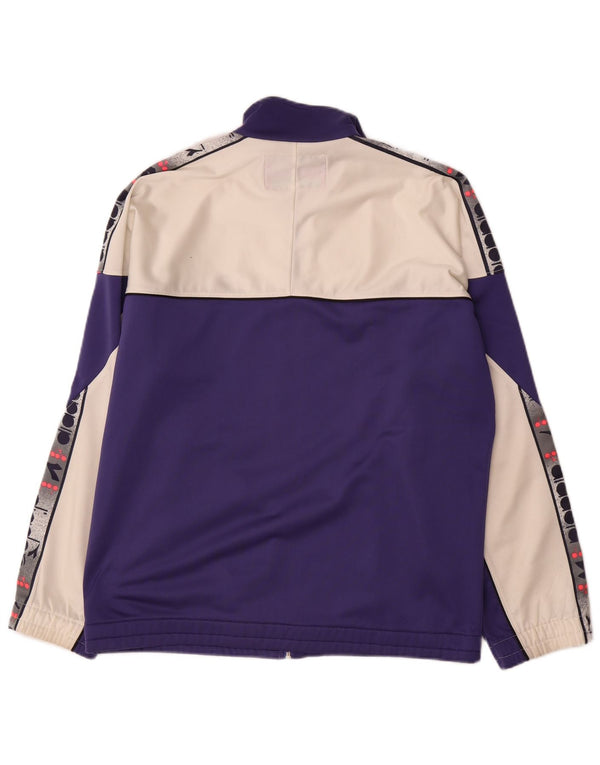 Diadora Mens Graphic Chándal Top Chaqueta UK 40 Medium Púrpura Colorblock