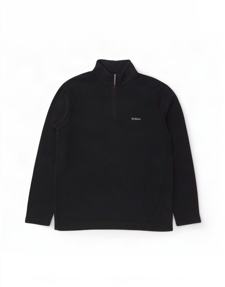 Ben Sherman - Jersey para hombre con cuello y cremallera, talla grande, algodón azul marino