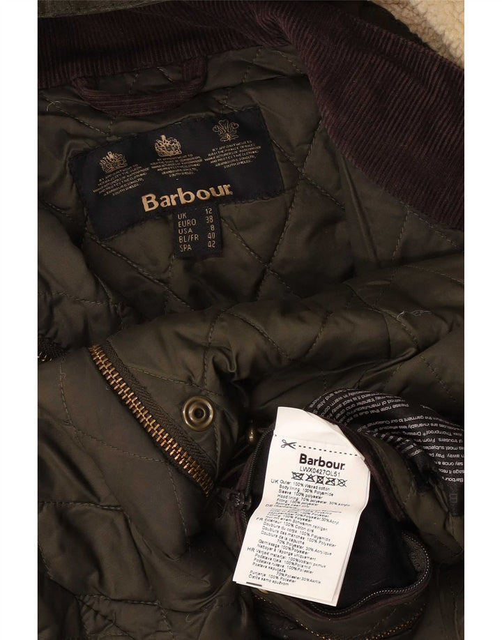 Barbour Chaqueta de algodón encerado con capucha para mujer UK 12 Medium Khaki