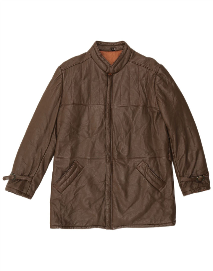 VINTAGE Chaqueta de cuero para hombre Reino Unido 38 Cuero marrón medio