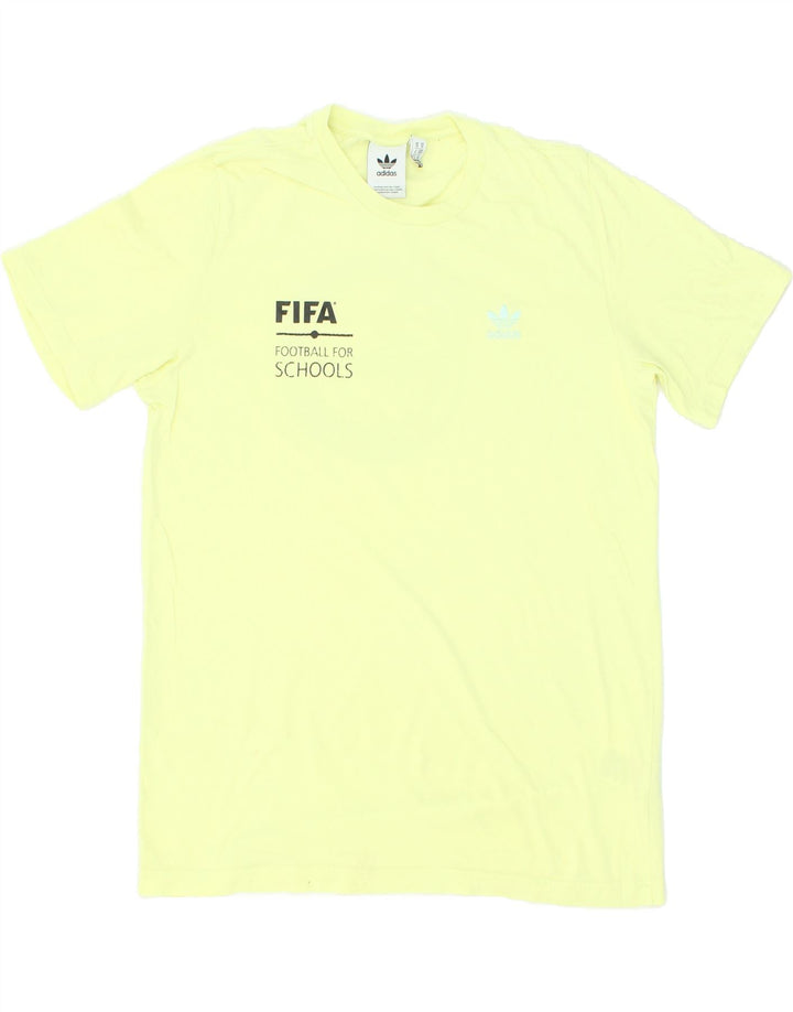 ADIDAS Mens Graphic T-Shirt Top Medium Yellow Cotton Vintage Adidas and Second-Hand Adidas from Messina Hembry 