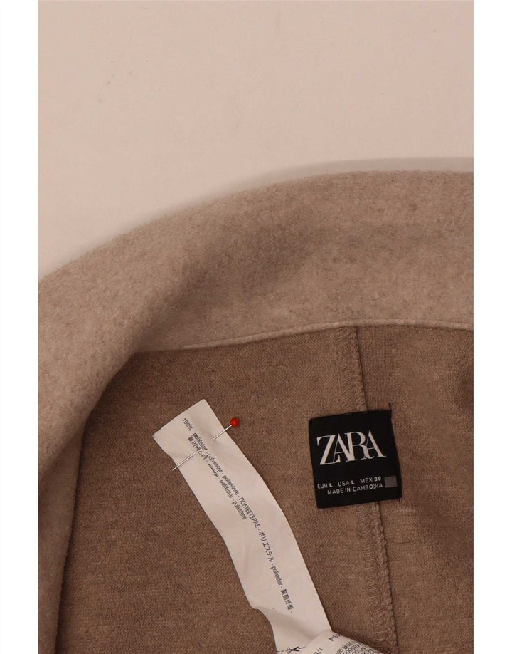 Zara Mujer Abrigo Abierto UK 46 Grande Poliéster Beige