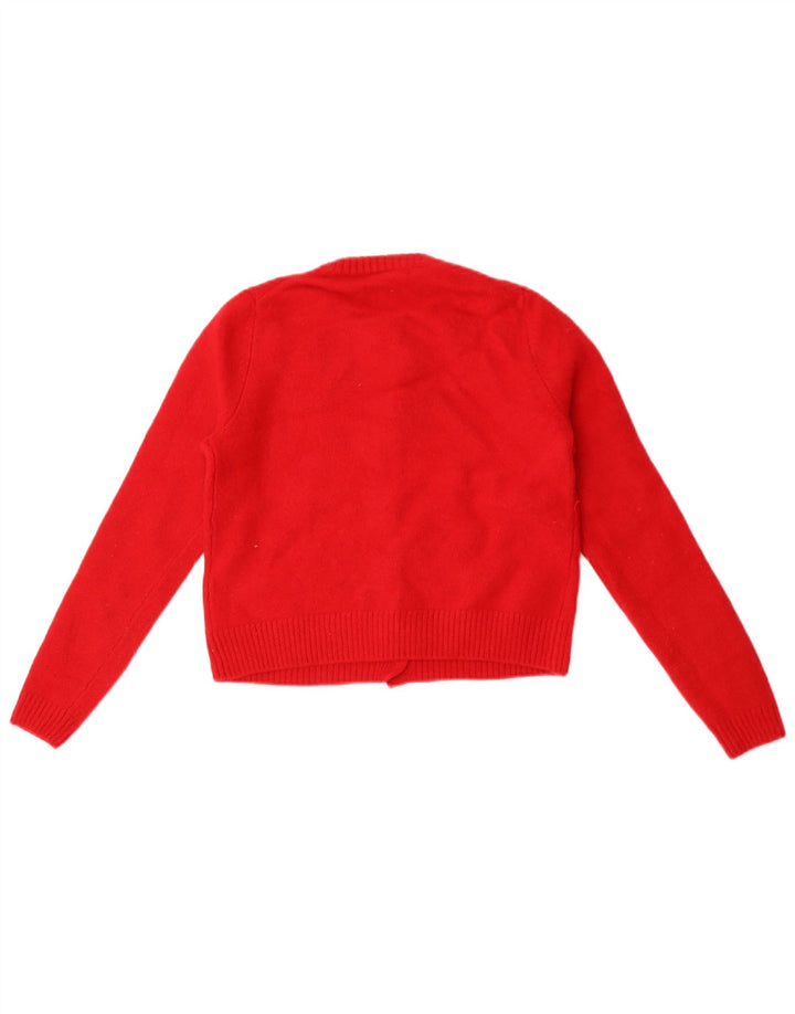 Zara Mujer Crop Cardigan Suéter UK 8 Small Lana Roja