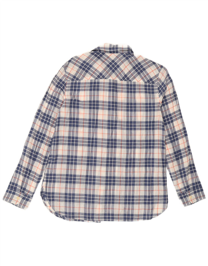 J. CREW Camisa para mujer US 6 Algodón a cuadros azul mediano