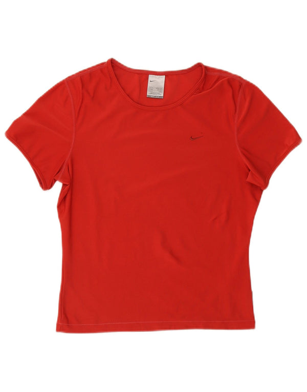 NIKE Womens Dri Fit T-Shirt Top UK 10/12 Medium Red Polyester