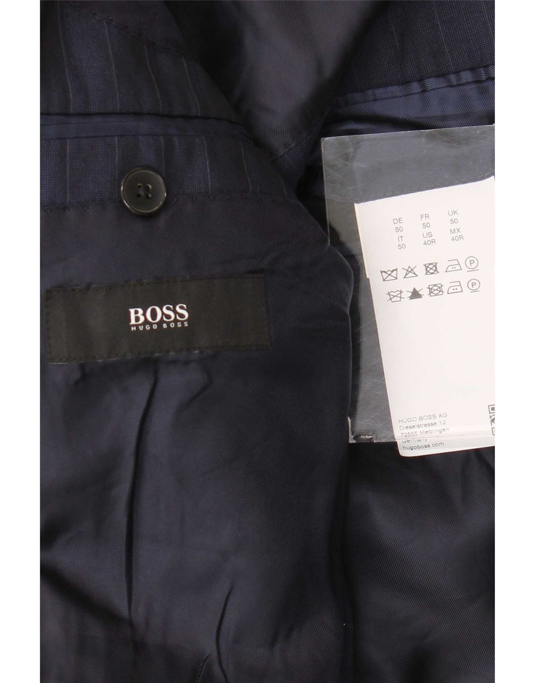 Hugo Boss Chaqueta tipo blazer de 2 botones para hombre EU 50 Large Azul marino a rayas
