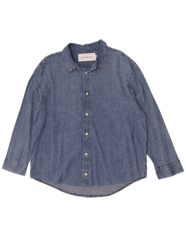 Calvin Klein Jeans Camisa vaquera para hombre grande azul