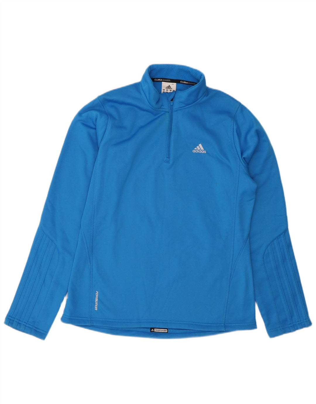ADIDAS Mujer Climawarm Zip Neck Sudadera Jumper UK 14 Azul Medio