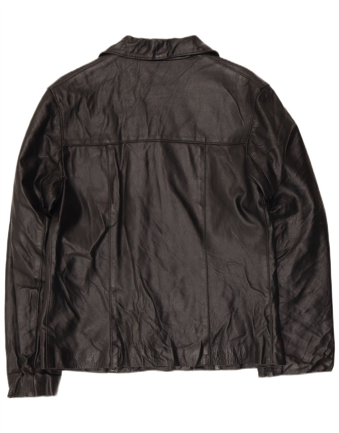 Vintage mujer chaqueta de cuero Reino Unido 14 cuero negro medio