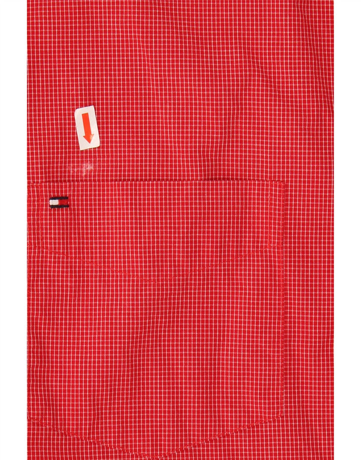 TOMMY HILFIGER Mens Short Sleeve Shirt Small Red Check Cotton