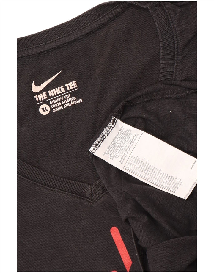 NIKE Camiseta gráfica de corte atlético para mujer UK 18 XL Algodón negro