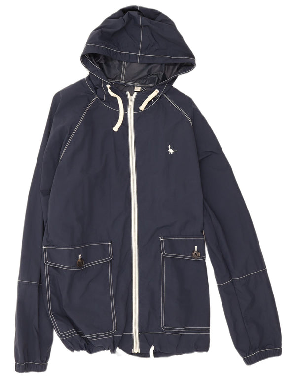 Jack Wills Chaqueta impermeable con capucha para hombre UK 40 Large Nylon azul marino