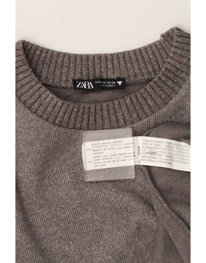 Zara - Jersey con cuello barco para mujer, talla 40, poliéster gris medio