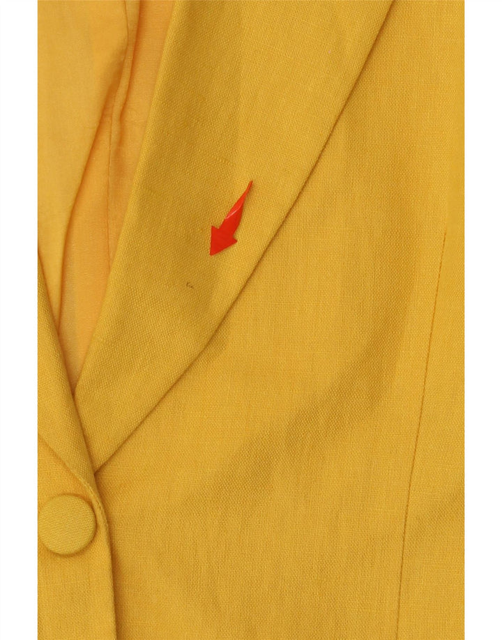 POP 84 Chaqueta tipo blazer de 2 botones para mujer UK 40 Medium Yellow Linen