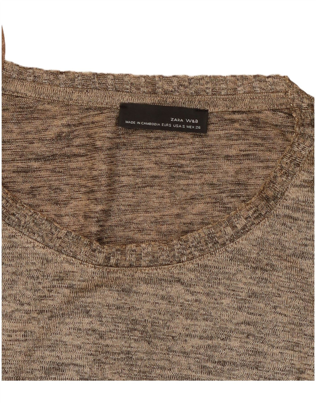 ZARA Jersey de cuello redondo para mujer, talla 40, talla pequeña, gris