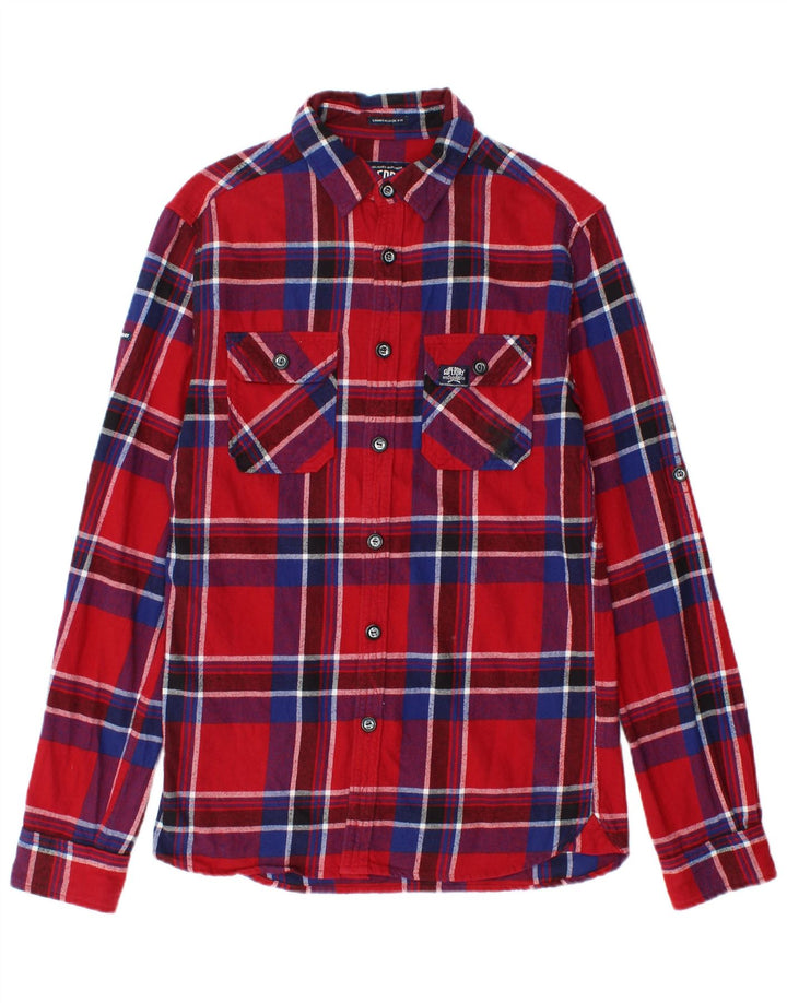 Superdry Camisa De Franela De Algodón A Cuadros Rojos Pequeños