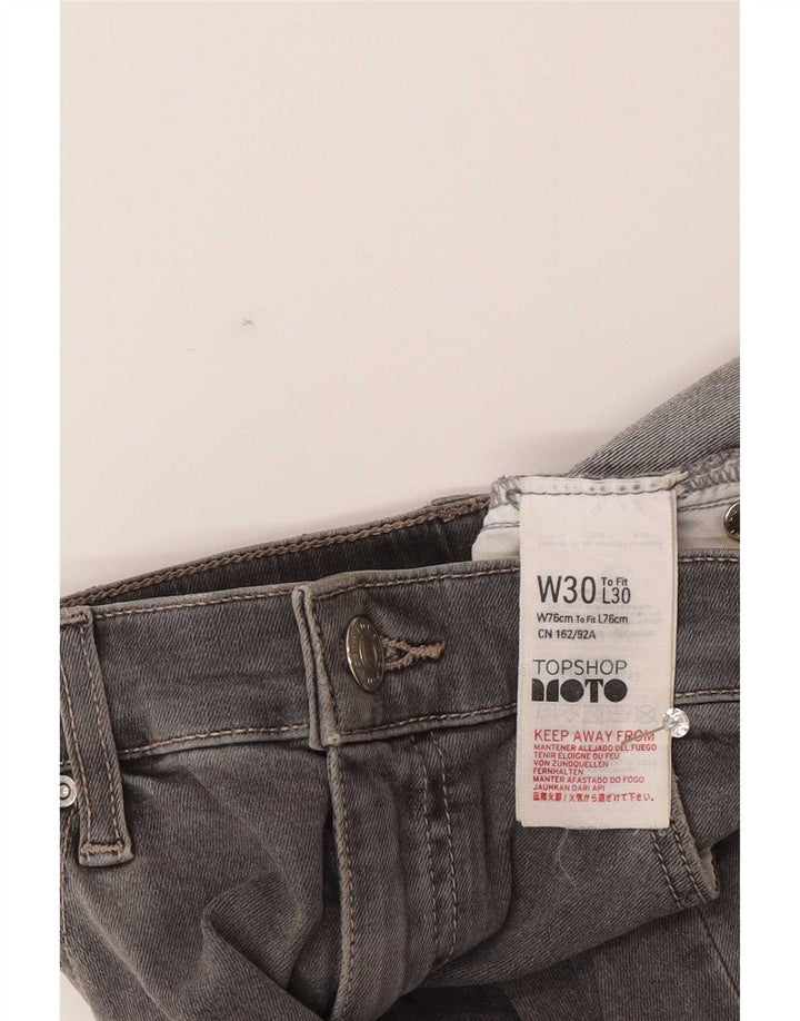 Vaqueros ajustados desgastados para mujer Topshop W30 L26 algodón gris
