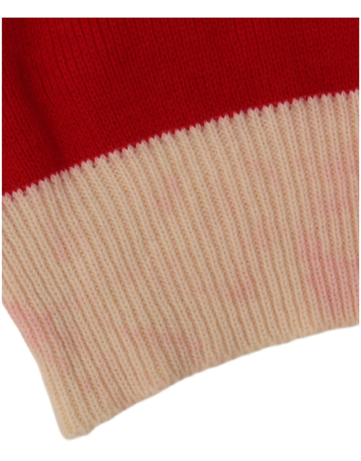 VINTAGE Jersey de cuello polo para mujer IT 48 XL Rojo Colorblock Acrílico