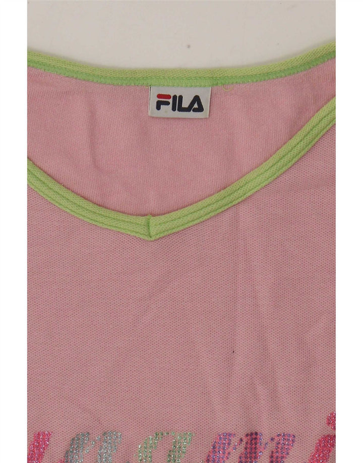 Fila Mujer Gráfico Top Manga Larga UK 44 Medio Rosa