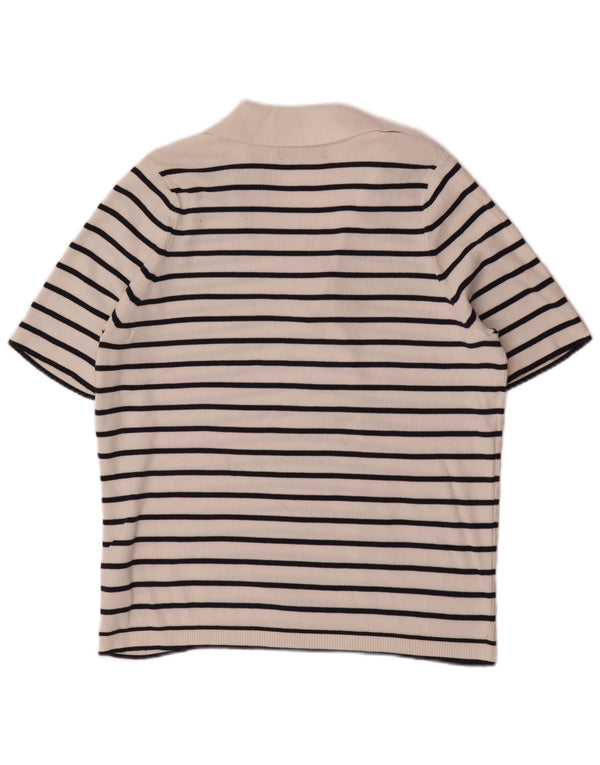 Marks & Spencer Polo para mujer UK 40 XL Algodón a rayas blancas
