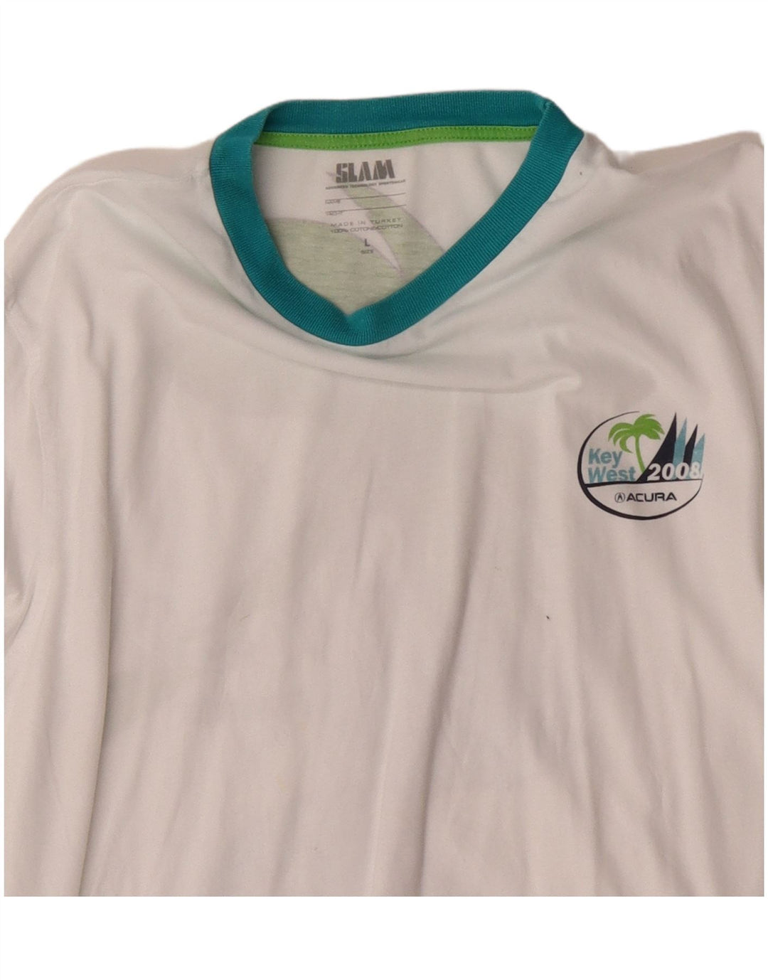 Slam Hombre Florida Graphic Top Manga Larga Algodón Blanco Grande
