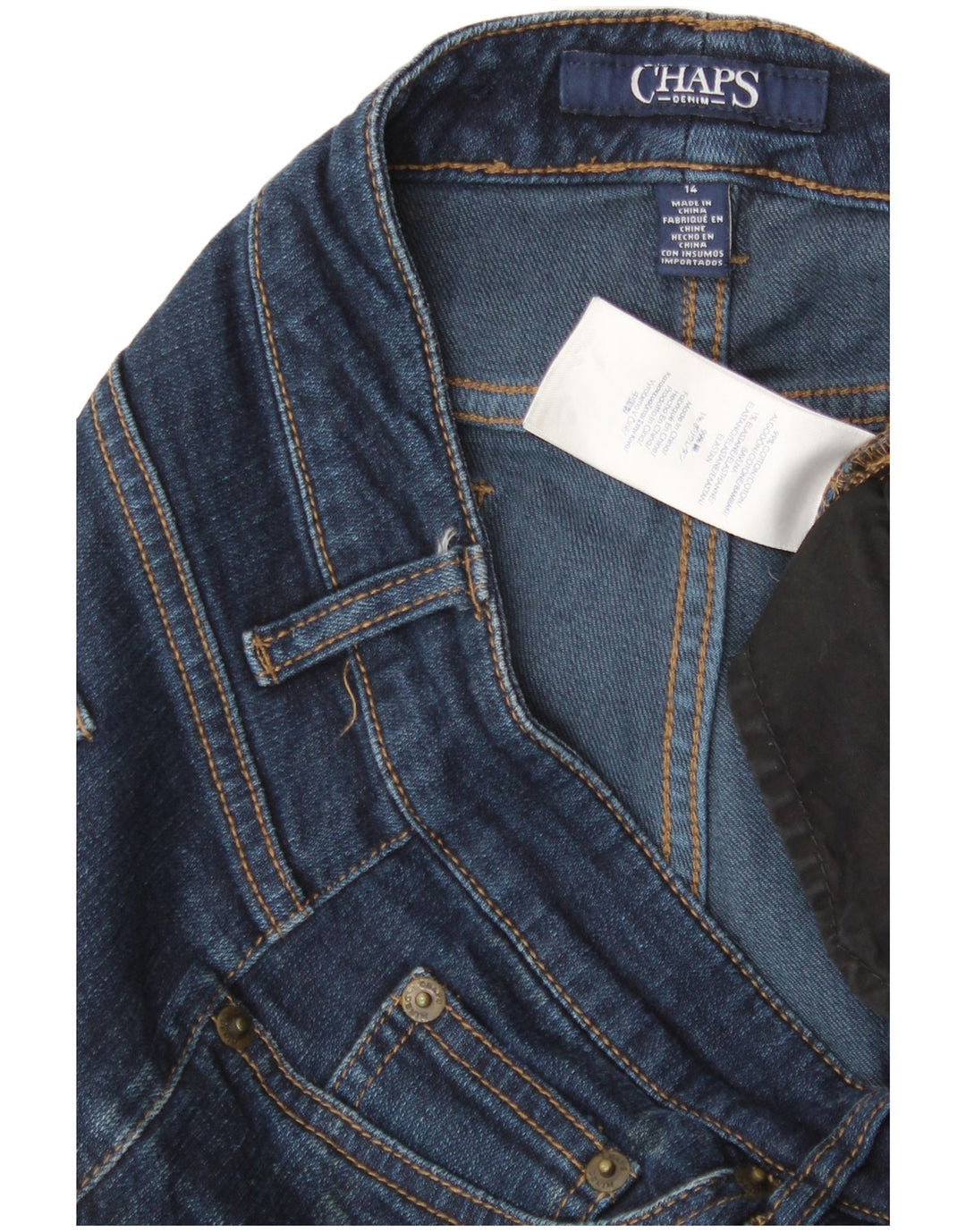 Chaps Vaqueros rectos para mujer US 14 XL W38 L31 Algodón azul