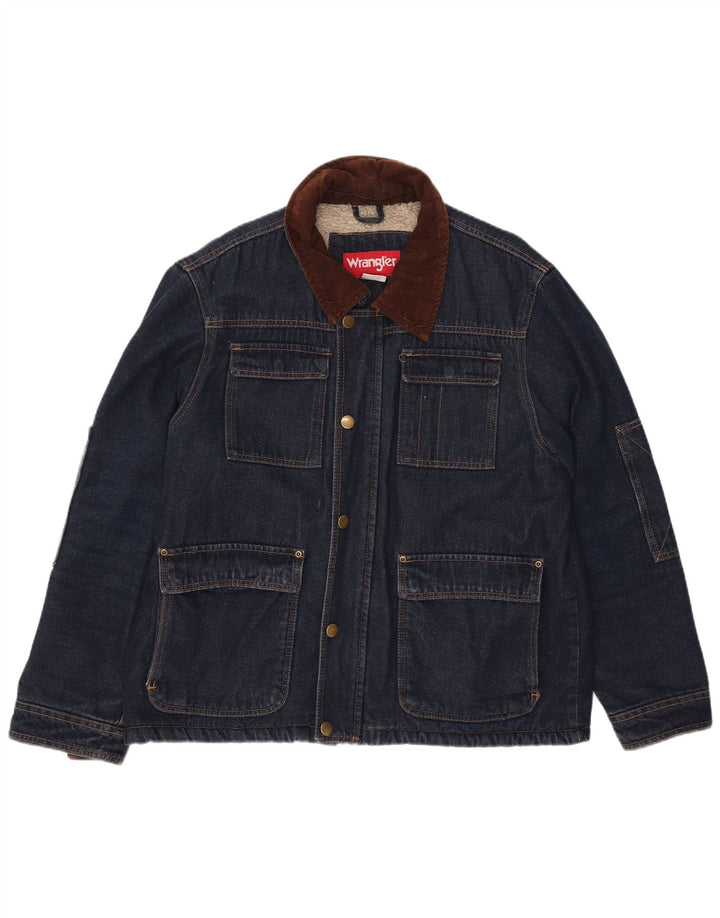 Wrangler Chaqueta vaquera Sherpa para hombre, talla 40, algodón azul grande