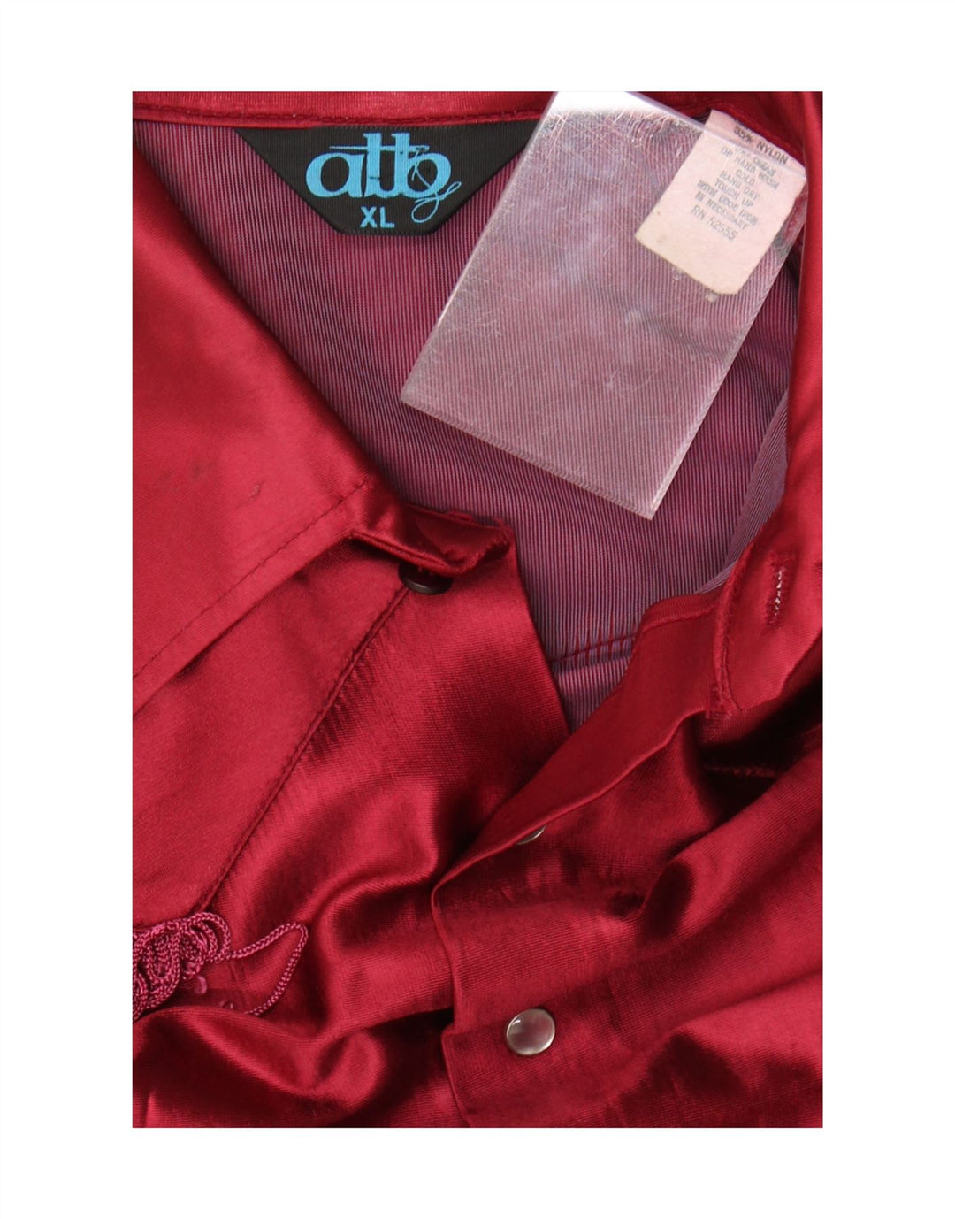 Vintage mujer camisa blusa Reino Unido 18 XL acetato rojo