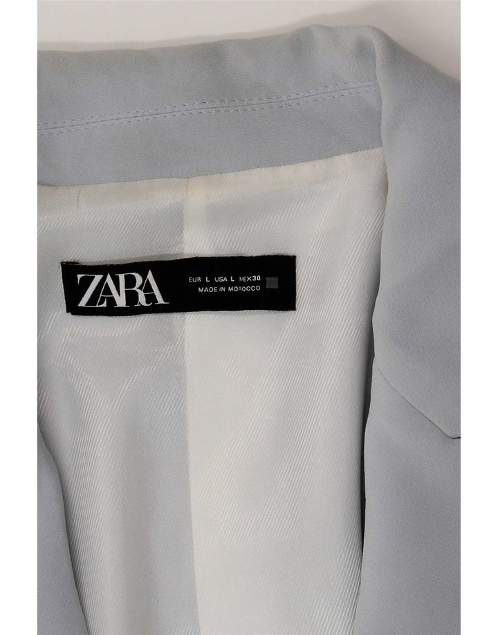 Zara Chaqueta Blazer Abierta De Manga 3/4 para Mujer UK 46 Azul Grande