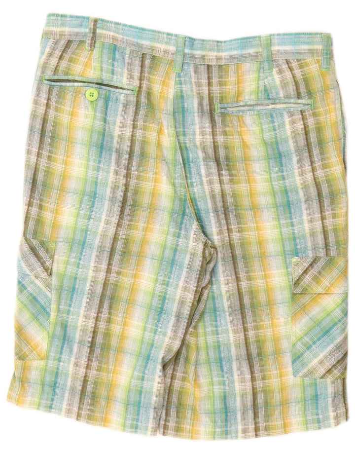 Pantalones cortos tipo cargo para hombre Bear W32 Algodón a cuadros multicolor mediano