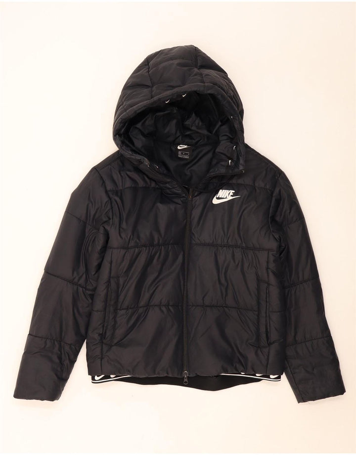 Nike Chaqueta acolchada con capucha para mujer UK 44 Mediana Negro Poliéster