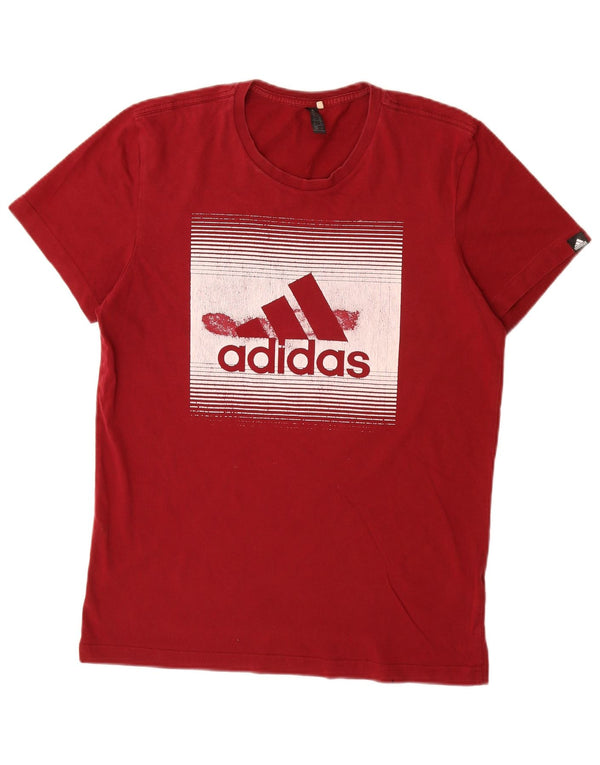 Adidas - Camiseta gráfica para hombre, color rojo medio, algodón