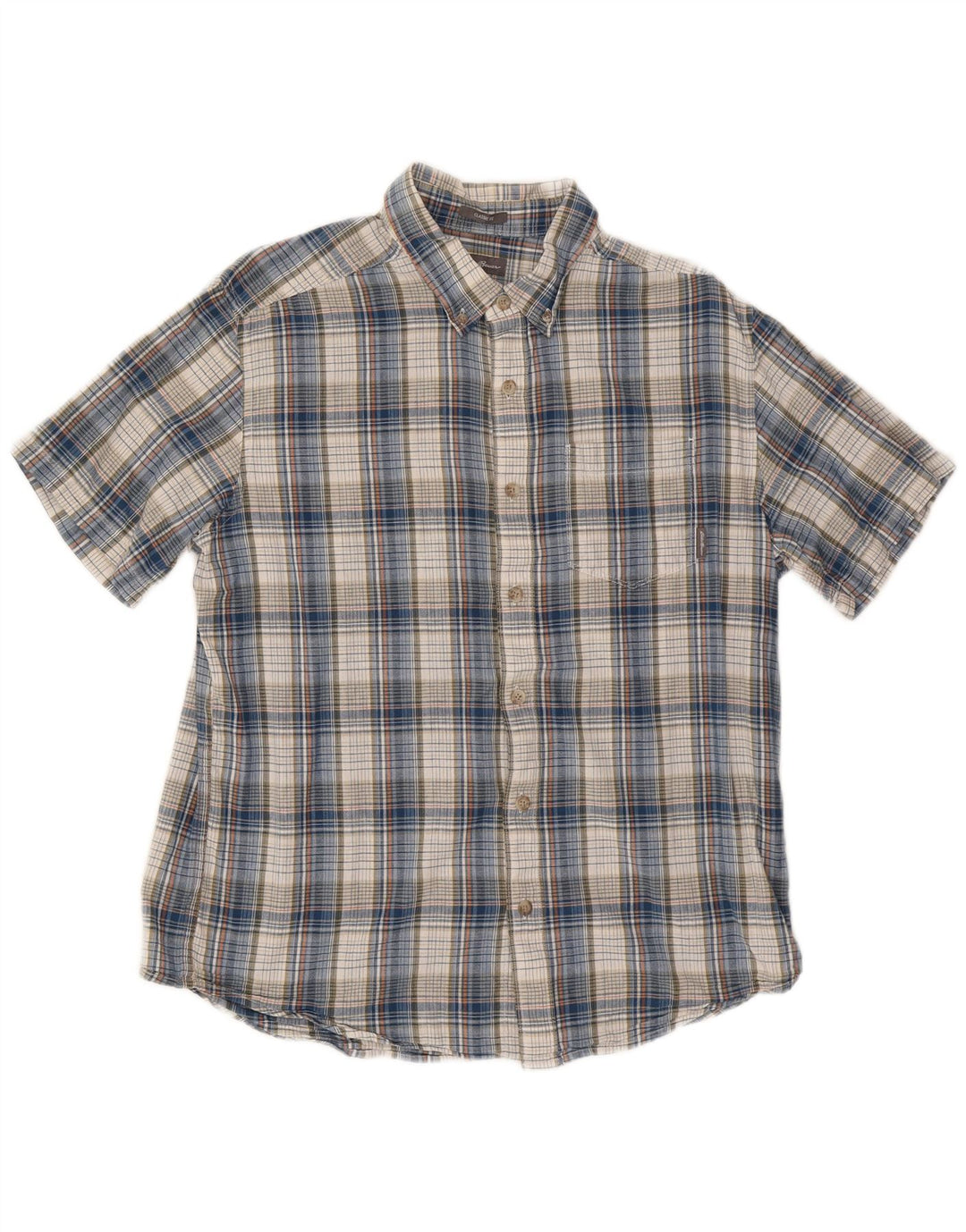 EDDIE BAUER Camisa de manga corta de corte clásico para hombre Algodón a cuadros azul grande