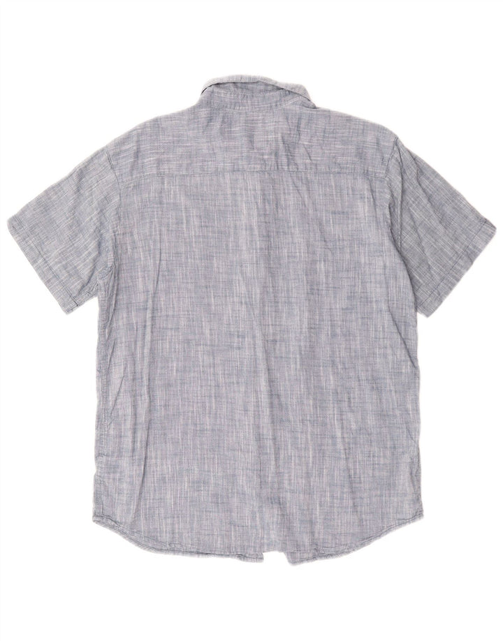 Camisa Columbia de manga corta y ajuste regular para hombre, algodón azul grande