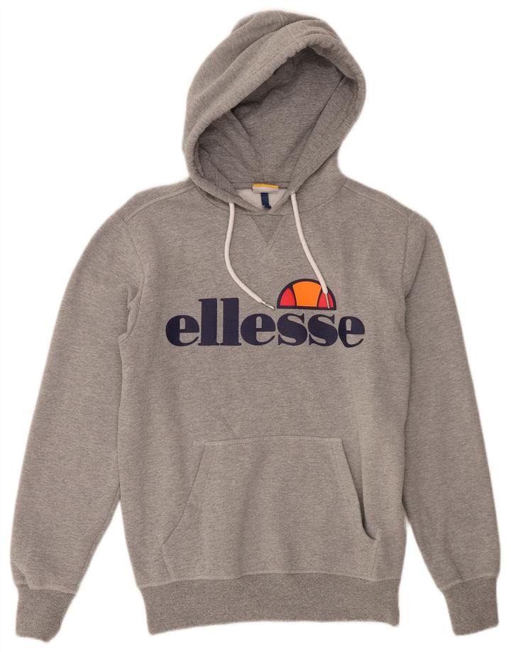 Ellesse Hombre Sudadera Con Capucha Gráfica Jersey Pequeño Gris Algodón